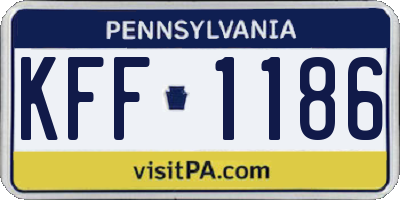 PA license plate KFF1186