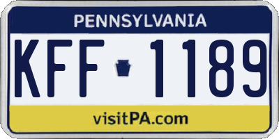 PA license plate KFF1189