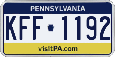PA license plate KFF1192