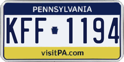 PA license plate KFF1194