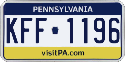 PA license plate KFF1196