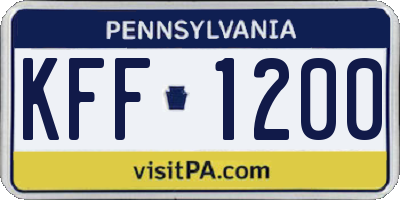 PA license plate KFF1200