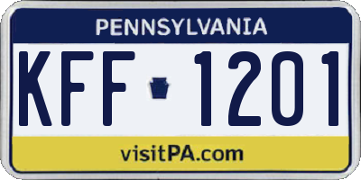 PA license plate KFF1201