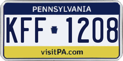 PA license plate KFF1208