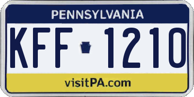 PA license plate KFF1210