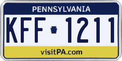 PA license plate KFF1211