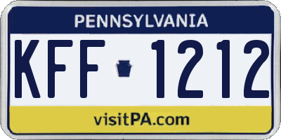 PA license plate KFF1212