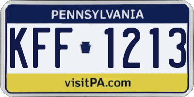 PA license plate KFF1213