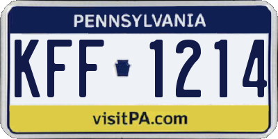 PA license plate KFF1214