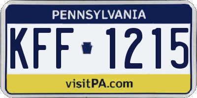 PA license plate KFF1215