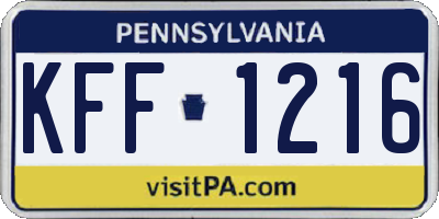 PA license plate KFF1216