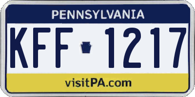 PA license plate KFF1217