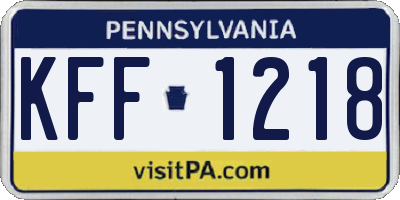 PA license plate KFF1218