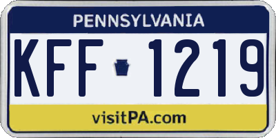 PA license plate KFF1219