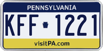 PA license plate KFF1221