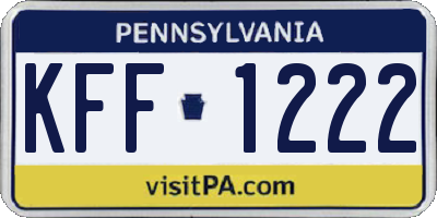 PA license plate KFF1222