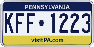 PA license plate KFF1223