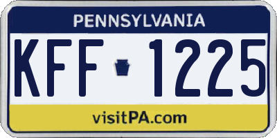 PA license plate KFF1225