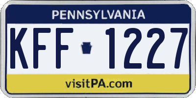 PA license plate KFF1227