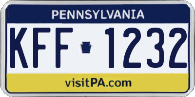 PA license plate KFF1232