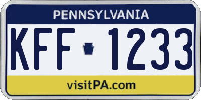 PA license plate KFF1233