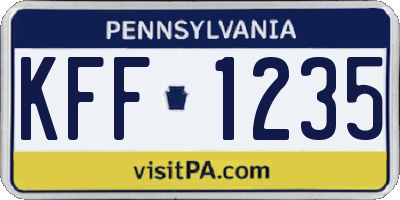 PA license plate KFF1235