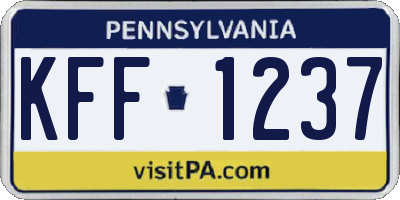 PA license plate KFF1237