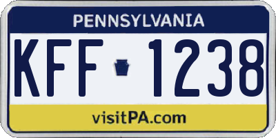 PA license plate KFF1238
