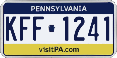 PA license plate KFF1241