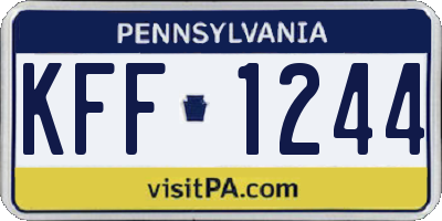PA license plate KFF1244