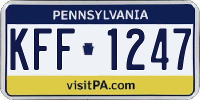 PA license plate KFF1247