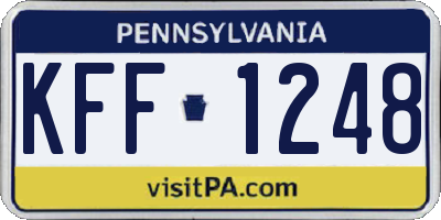 PA license plate KFF1248