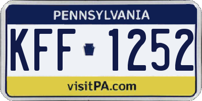 PA license plate KFF1252
