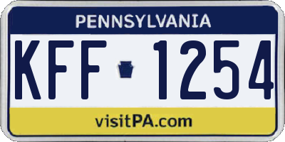 PA license plate KFF1254