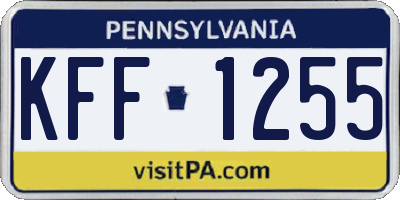 PA license plate KFF1255