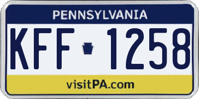 PA license plate KFF1258