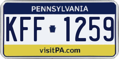 PA license plate KFF1259