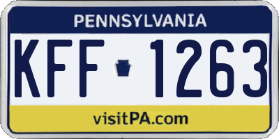 PA license plate KFF1263