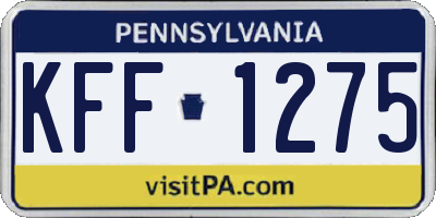 PA license plate KFF1275