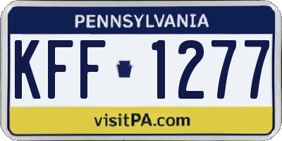 PA license plate KFF1277