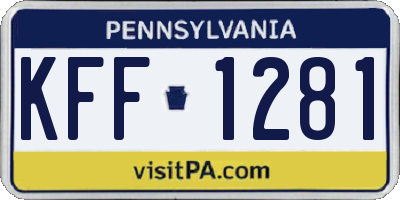PA license plate KFF1281