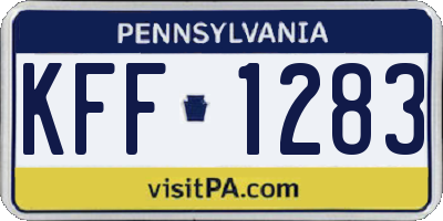 PA license plate KFF1283