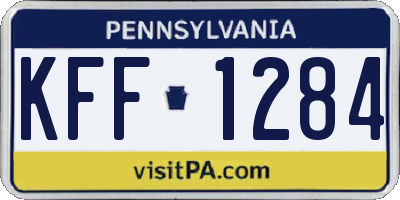 PA license plate KFF1284