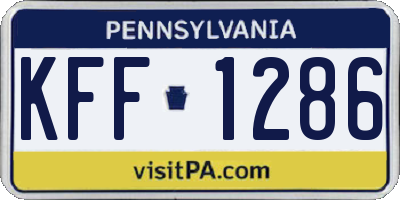 PA license plate KFF1286