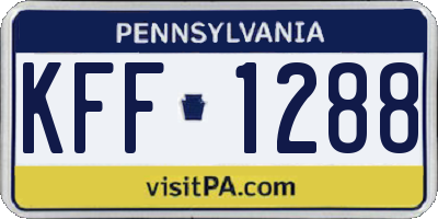 PA license plate KFF1288