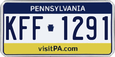 PA license plate KFF1291