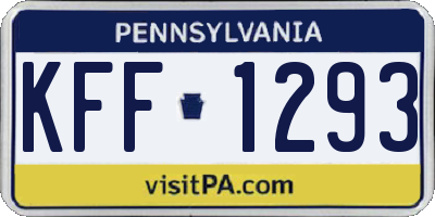 PA license plate KFF1293