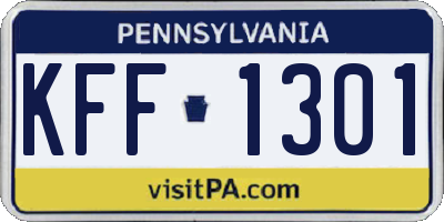 PA license plate KFF1301