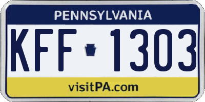 PA license plate KFF1303
