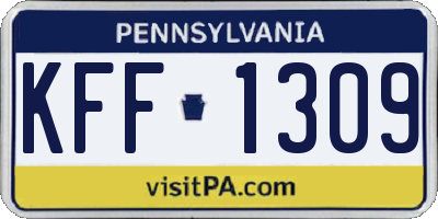 PA license plate KFF1309